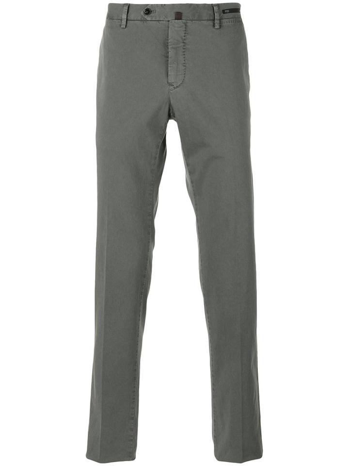 Pt01 - Fitted Trousers - Men - Silk/cotton/spandex/elastane - 54, Grey, Silk/cotton/spandex/elastane