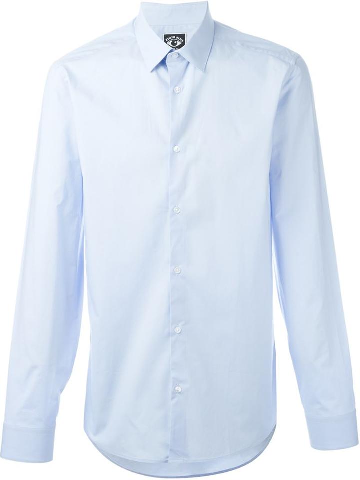 Kenzo Classic Shirt, Men's, Size: 41, Blue, Cotton/spandex/elastane