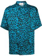 Laneus Animal Print Shirt - Blue