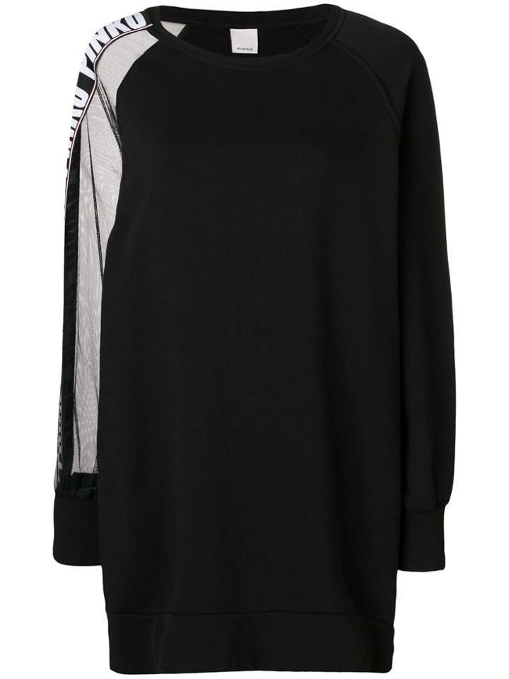Pinko Sheer Panel Sweatshirt Dress - Black