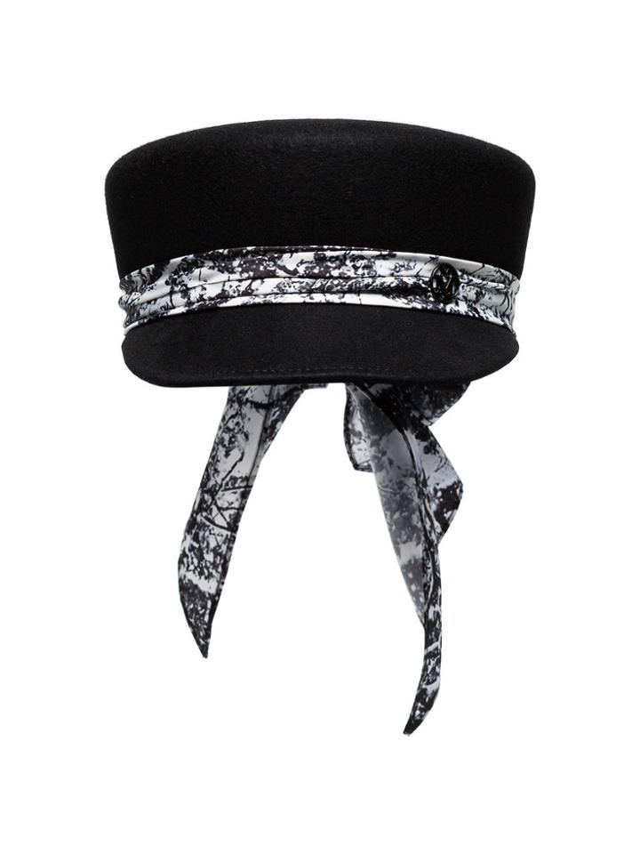 Maison Michel Abby Scarf-trimmed Baker Boy Hat - Black