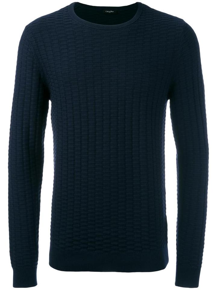 Calvin Klein 'saymore' Crew Neck Jumper, Men's, Size: Large, Blue, Cotton/wool