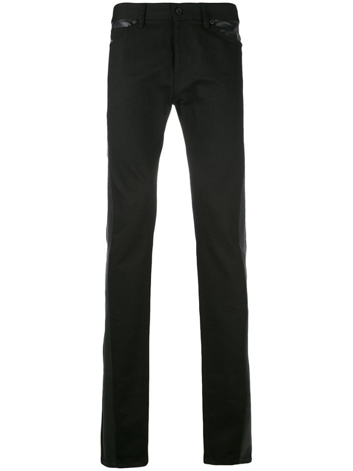 Diesel Black Gold Elongated Leather Trim Jeans