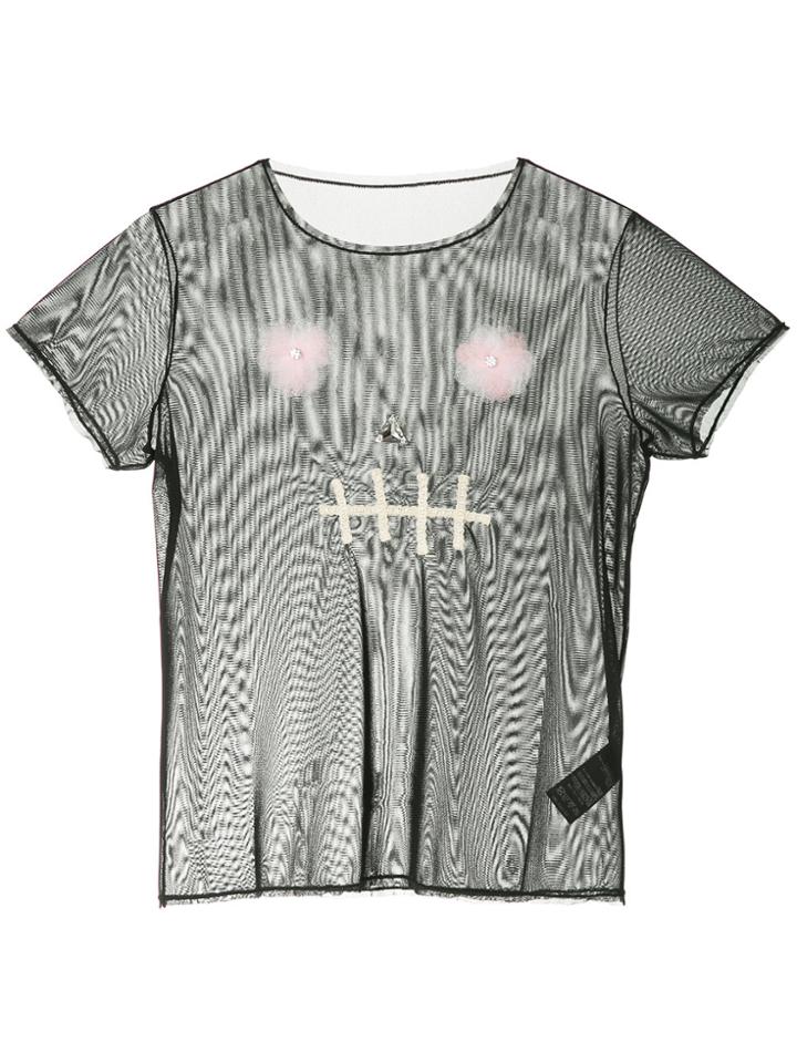 Tu Es Mon Trésor Skull Mesh T-shirt - Black