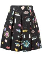Boutique Moschino Beauty Print Skirt, Women's, Size: 38, Black, Cotton/other Fibers