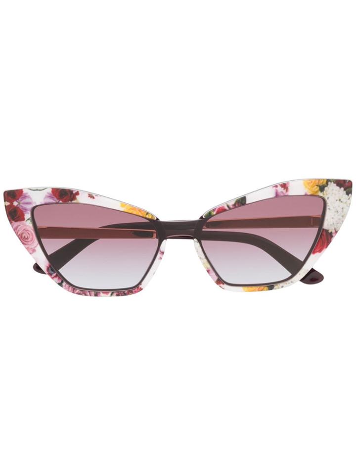 Dolce & Gabbana Eyewear Floral Print Cat Eye Sunglasses - Red