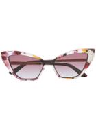 Dolce & Gabbana Eyewear Floral Print Cat Eye Sunglasses - Red