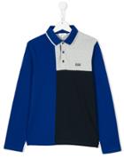 Boss Kids Tonal Longsleeved Polo Shirt - Blue
