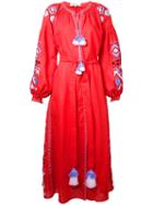 March 11 - 'flower Pixel' Dress - Women - Linen/flax - S, Red, Linen/flax