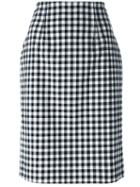 Blumarine Gingham Check Pencil Skirt, Women's, Size: 44, Black, Cotton/spandex/elastane