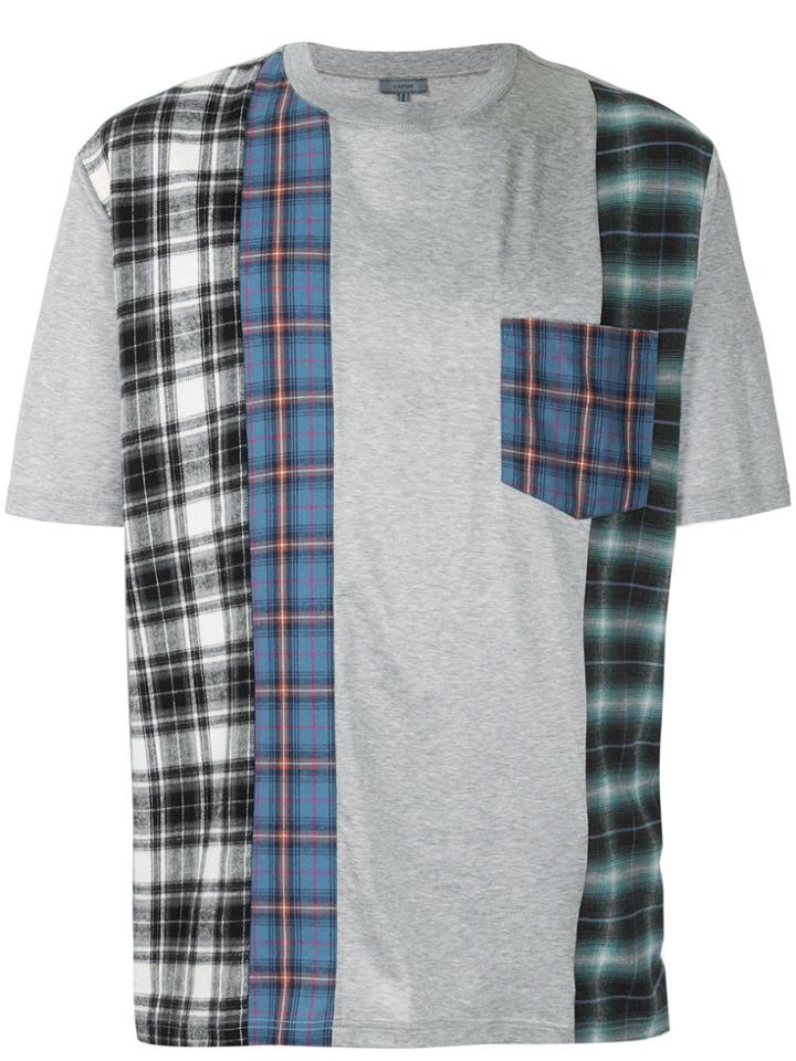 Lanvin Checked Panel T-shirt - Grey