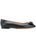 Salvatore Ferragamo Bow Detail Ballerina Flats - Black