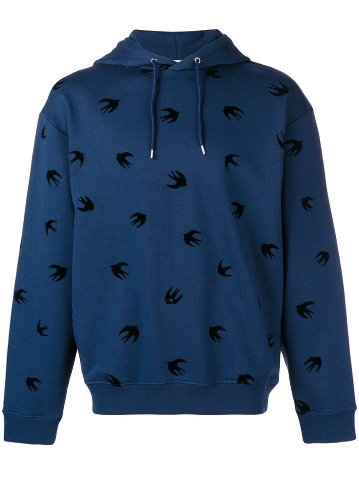 Mcq Alexander Mcqueen Swallow Print Hoodie - Blue