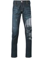 Philipp Plein - Embellished Skull Skinny Jeans - Men - Cotton/polyester/spandex/elastane - 34, Blue, Cotton/polyester/spandex/elastane