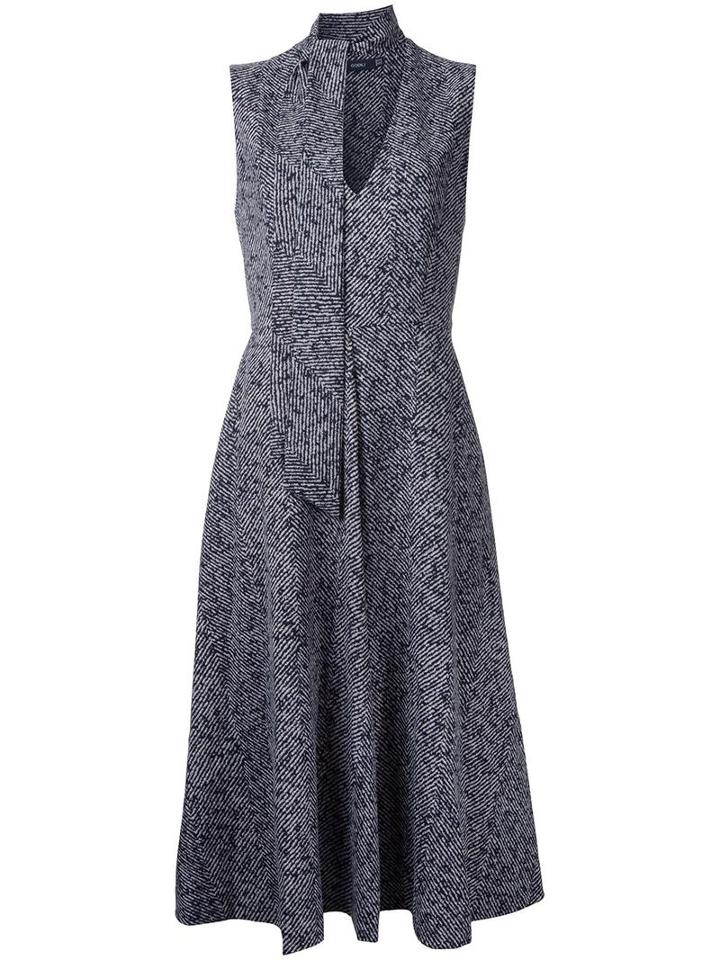 Goen.j V-neck Flared Dress, Women's, Size: Small, Grey, Bemberg/polyester