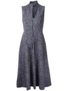 Goen.j V-neck Flared Dress, Women's, Size: Small, Grey, Bemberg/polyester