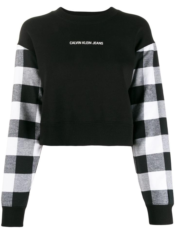 Calvin Klein Jeans Check-panelled Sweatshirt - Black