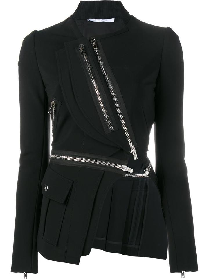 Givenchy Asymmetric Zip-embellished Jacket, Women's, Size: 40, Black, Viscose/polyamide/spandex/elastane/silk