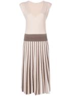 Agnona - Pleated Dress - Women - Wool - M, Nude/neutrals, Wool