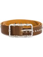 Eleventy Studded Buckle Belt, Women's, Size: 90, Brown, Metal (other)/leather