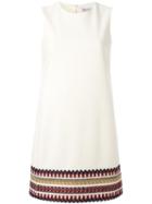 Red Valentino Embroidered Hem Shift Dress, Women's, Size: 44, White, Polyamide/polyester/acetate/wool