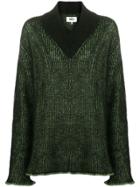 Mm6 Maison Margiela Contrast Ribbed Knit Sweater - Black