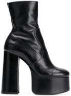 Saint Laurent Platform Heel Ankle Boots - Black