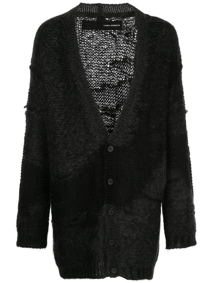 Isabel Benenato Knitted Long Cardigan - Black