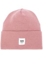 Wood Wood Ribbed Logo Patch Beanie - Pink & Purple