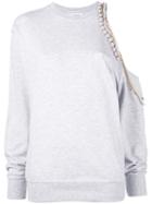 Forte Couture - Chained Asymmetric Sweatshirt - Women - Cotton - L, Grey, Cotton