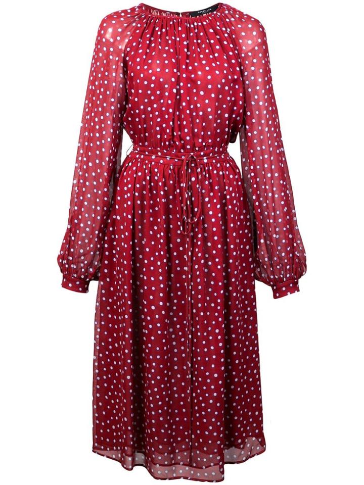 Derek Lam Long Sleeve Peasant Dress With Tie Belt - Brown