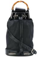 Gucci Vintage Drawstring Bamboo Tote - Black