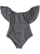 Mc2 Saint Barth Kids Off-the-shoulder Swimsuit - Metallic