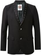 Education From Youngmachines Studded Lapels Blazer, Men's, Size: 3, Black, Polyester/cupro/rayon