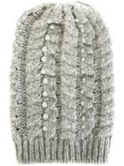Ermanno Scervino Embellished Beanie, Women's, Grey, Alpaca/enamel/glass