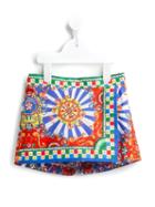Dolce & Gabbana Kids Carretto Siciliano Print Shorts, Girl's, Size: 12 Yrs