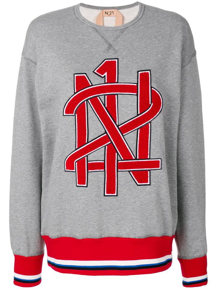 No21 - Branded Sweatshirt - Women - Cotton/polyester - 46, Grey, Cotton/polyester