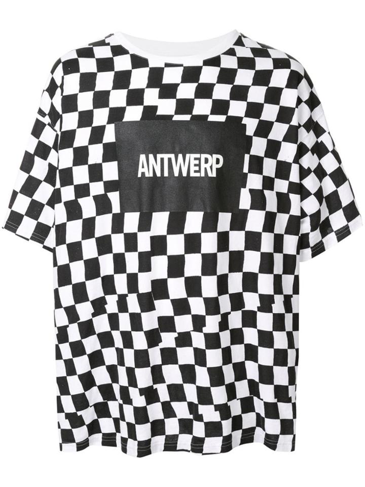 Facetasm Checkered Logo Print T-shirt - Black