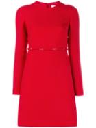 Valentino Bow Detailed Dress, Women's, Size: 38, Red, Silk/polyamide/virgin Wool