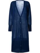 Le Ciel Bleu 'wo/slub' Long Cardigan, Women's, Size: 36, Blue, Nylon/wool