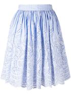 Miu Miu Striped Skirt, Women's, Size: 42, Blue, Cotton/polyester