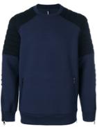 Neil Barrett Ribbed Panelled Sleeved Sweatshirt - Blue