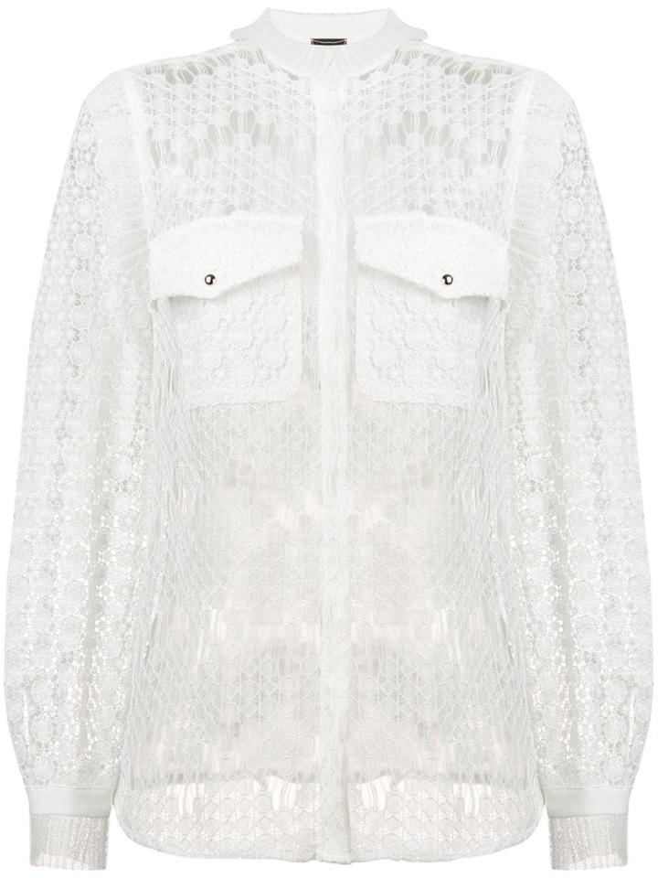 Just Cavalli Sheer Embroidered Blouse - White