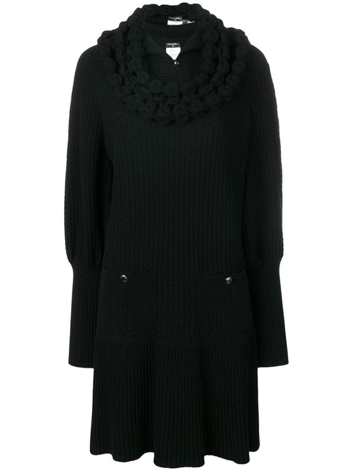 Chanel Vintage Cowl Neck Knitted Dress - Black