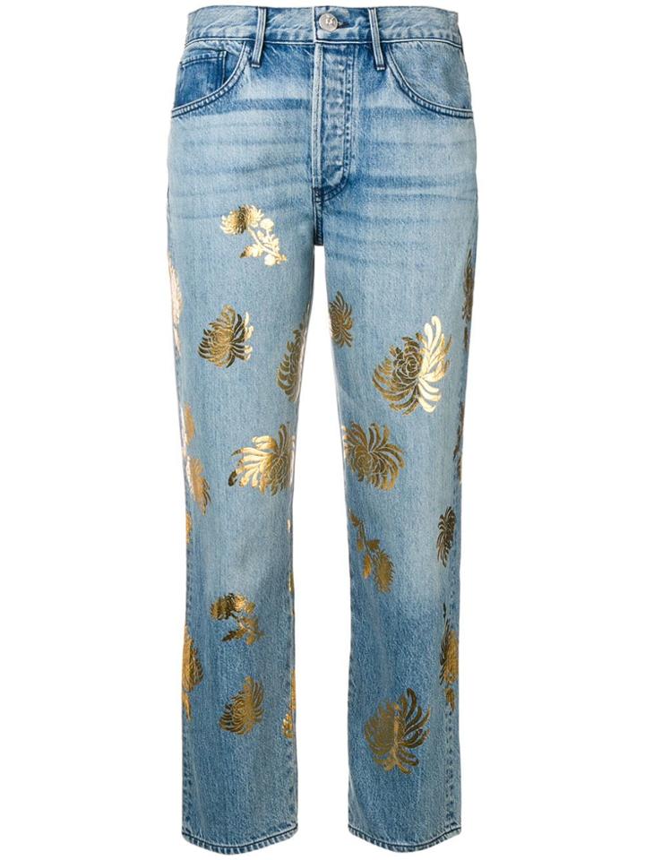3x1 Flower Print Jeans - Blue