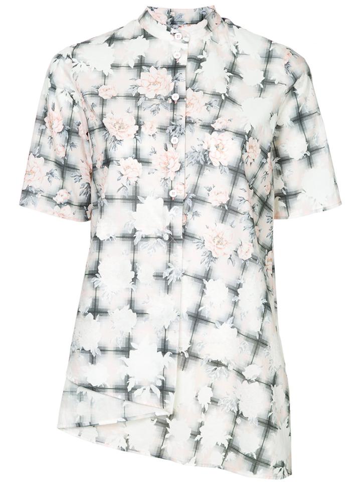 Mm6 Maison Margiela Floral Print Asymmetric Shirt - Grey