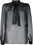 Saint Laurent Sheer Lurex Blouse, Women's, Size: 40, Black, Silk/lurex
