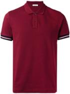 Moncler Striped Trim Polo Shirt, Men's, Size: Medium, Red, Cotton