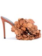 Marco De Vincenzo Floral-appliquéd Satin Sandals - Brown