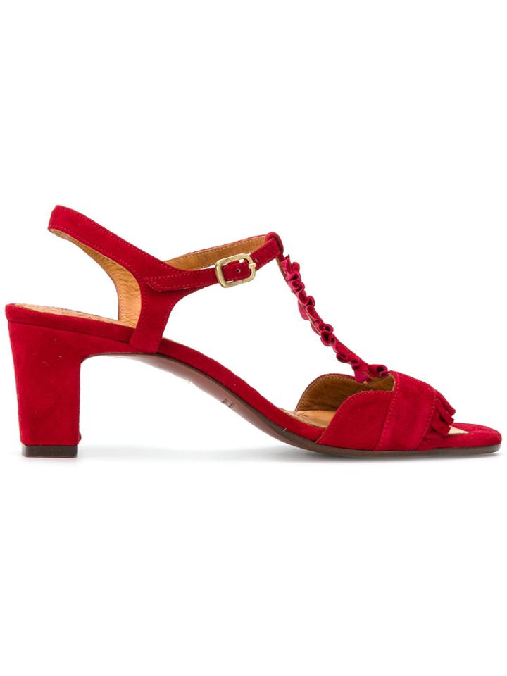 Chie Mihara Buckled Ruffle Sandals - Red